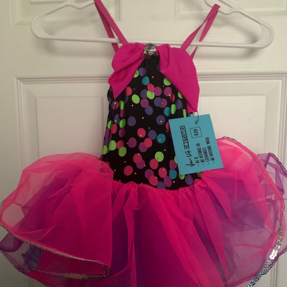 Hot Pink/black with rainbow polka dot ballet
